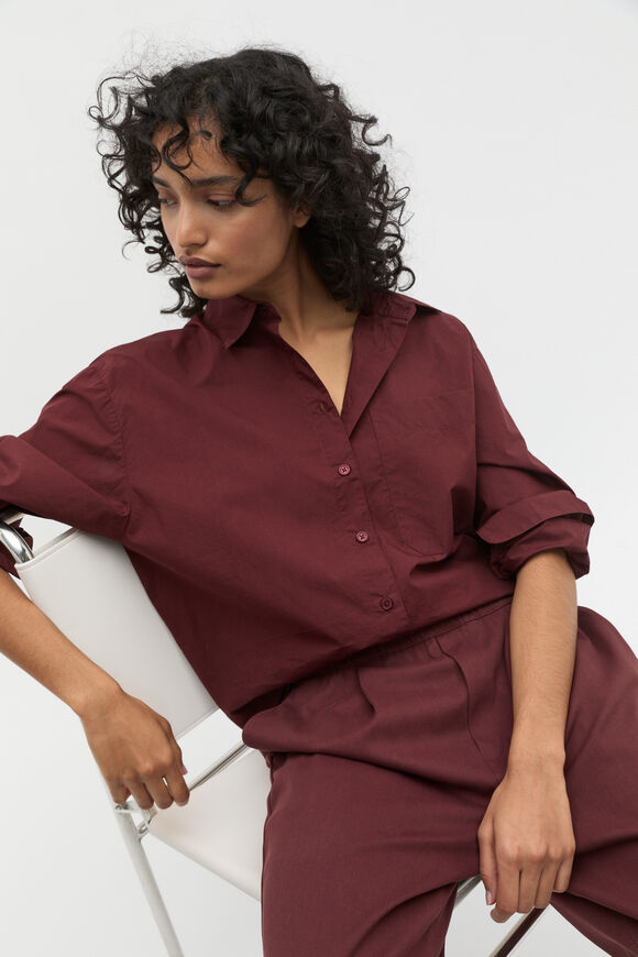 Longline Poplin Shirt  Merlot  hi-res