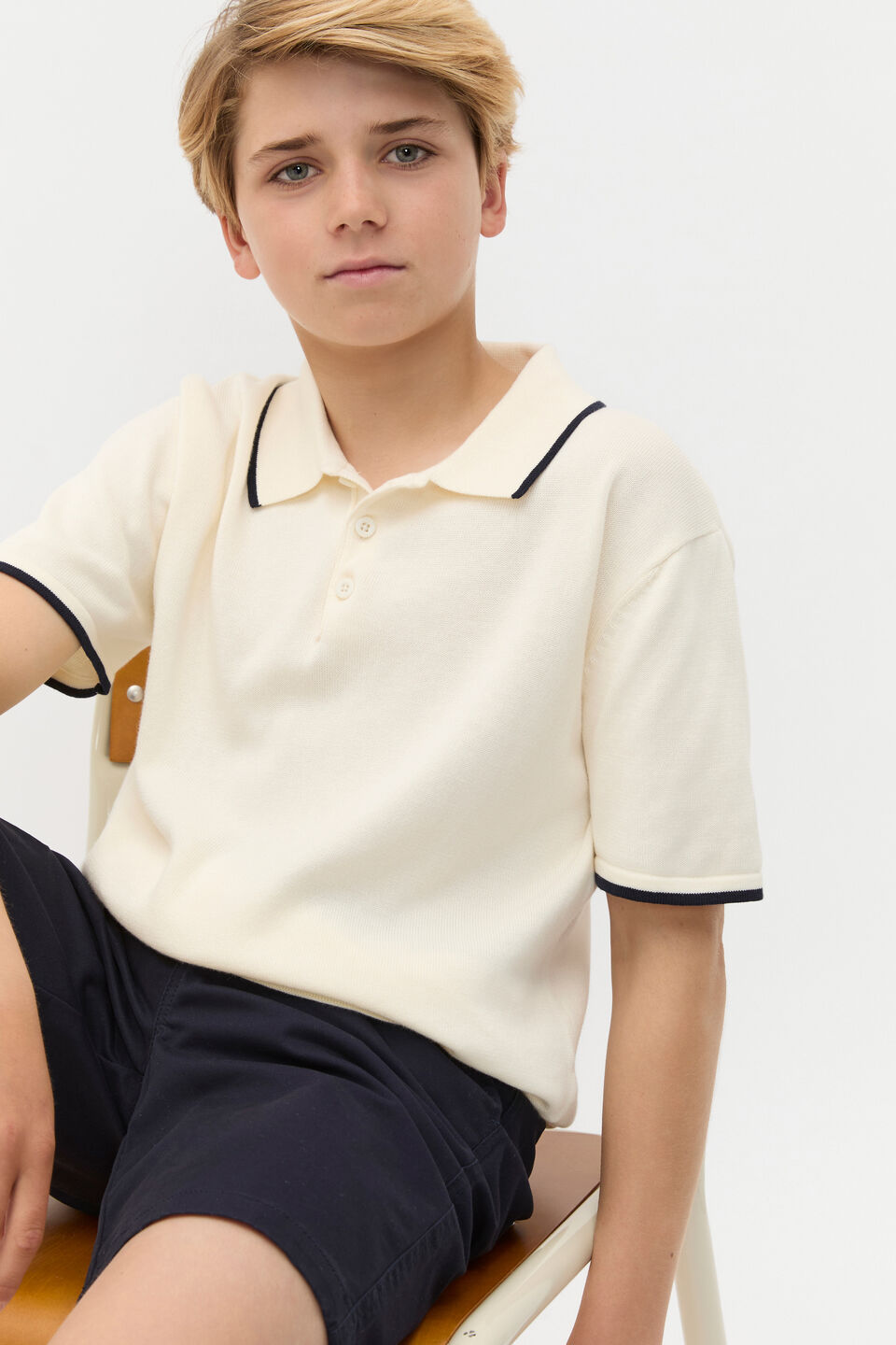 Knit Polo  Vintage Cream