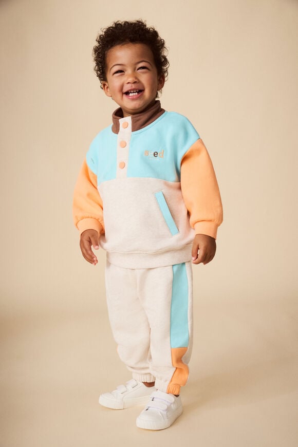 Colourblock Snap Sweat  Ocean Blue  hi-res