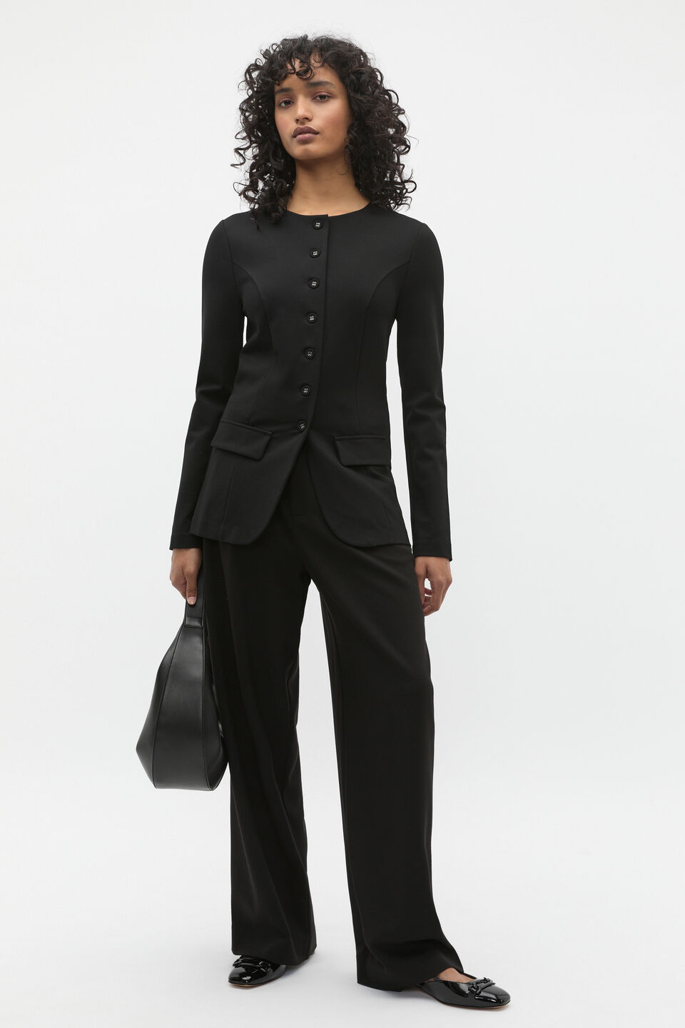 Ponte Long Sleeve Top  Black