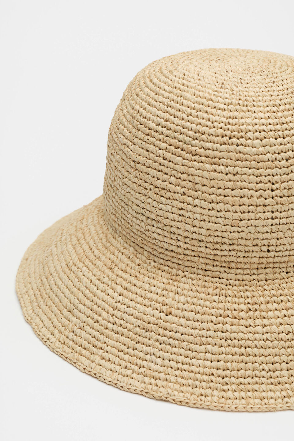 Raffia Rounded Bucket Hat  Natural