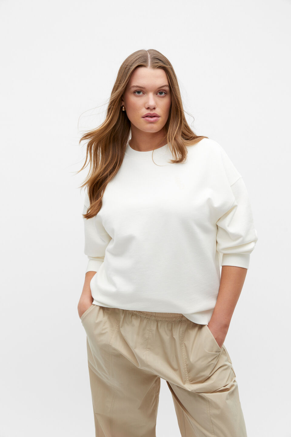 Stacked Logo Sweat  Cloud Cream