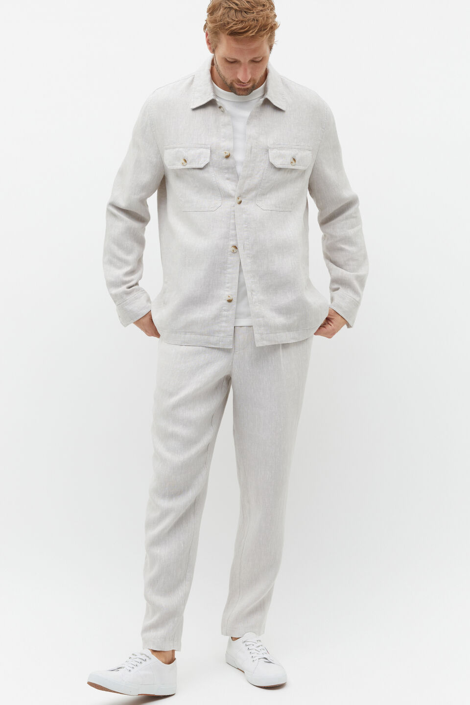 Linen Overshirt  Chalk Crossdye