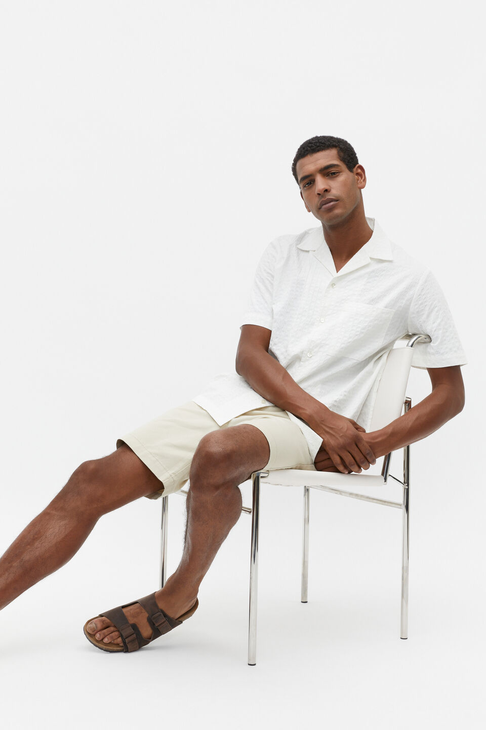 Textured Stitch Shirt  Vintage White