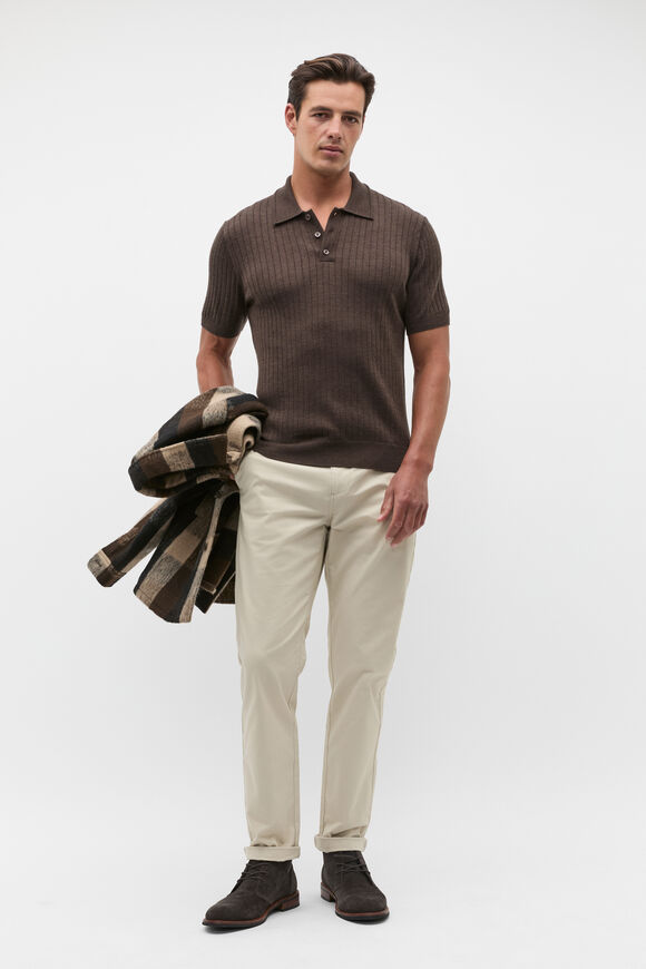 Merino Wool Polo  Dark Espresso Marle  hi-res