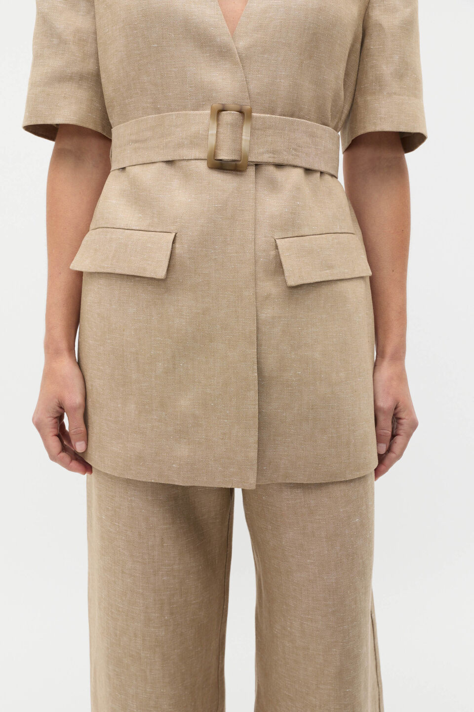 Linen Crossdye Tie Waist Jacket  Rye Crossdye