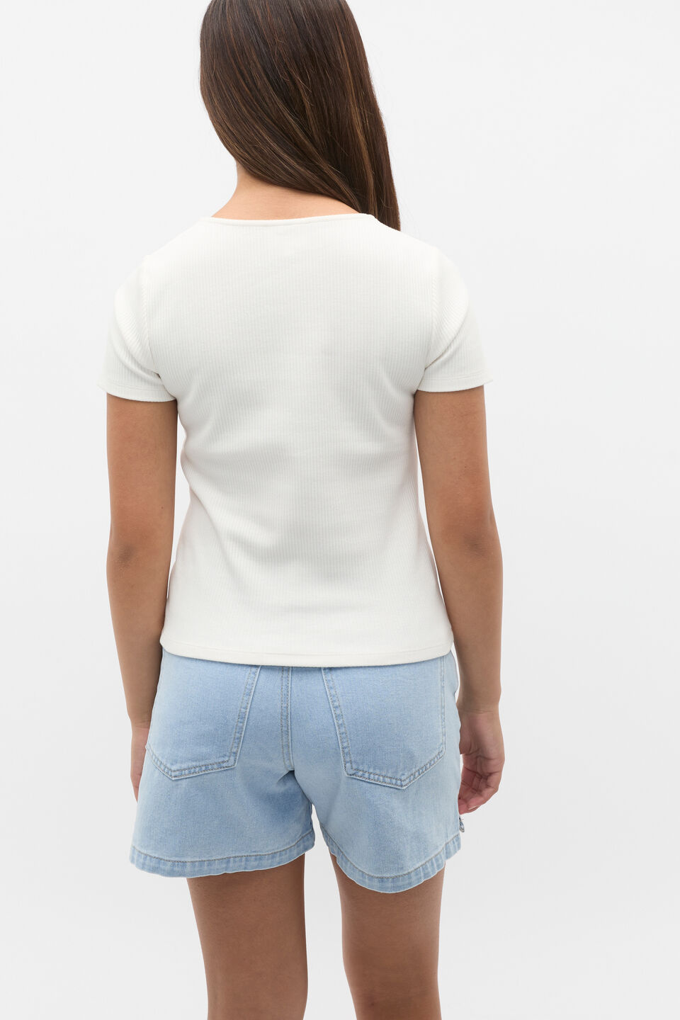 Square Neck Logo Rib Tee  Canvas