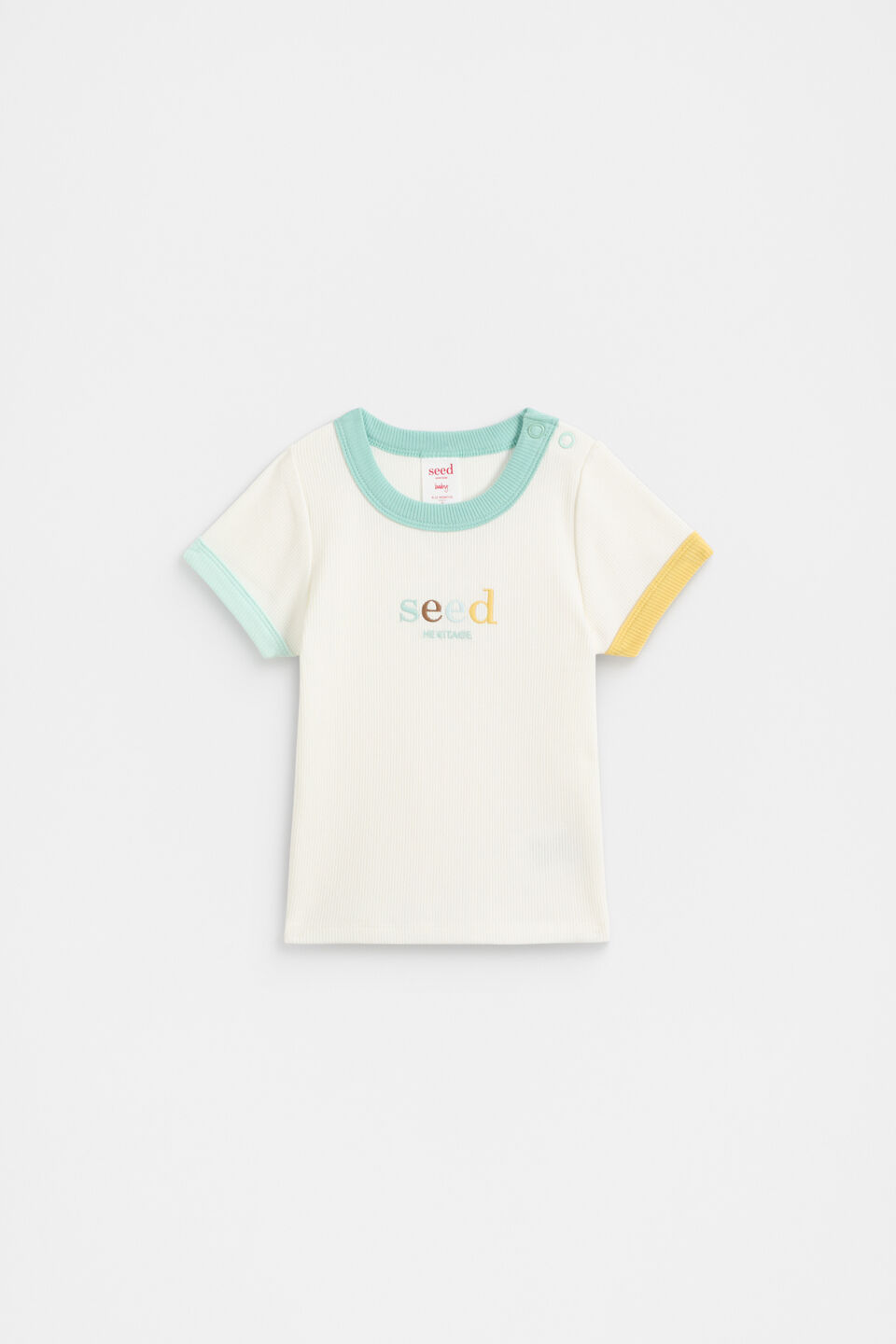 Colourblock Rib Logo Tee  Vintage Cream