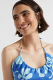 Linen Floral Halter Crop  Deep Ocean Floral  hi-res
