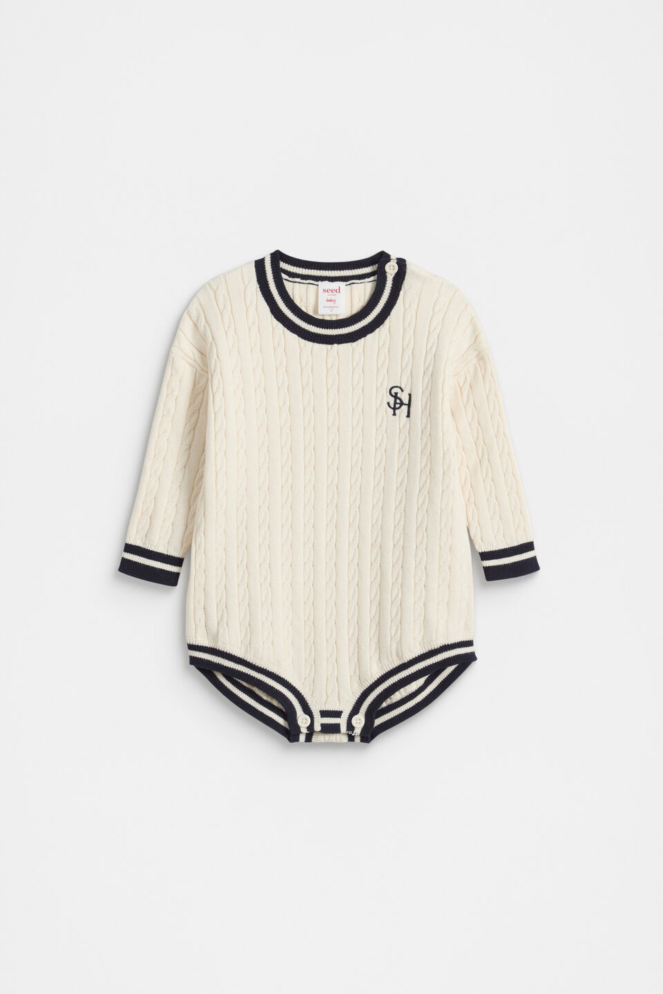 Heritage Cable Knit Onesie  Coconut Cream