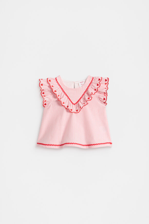 Stripe Scallop Top  Strawberry Red  hi-res