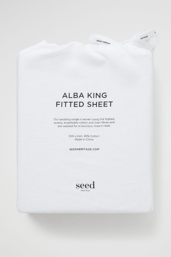 Alba King Fitted Sheet  White  hi-res