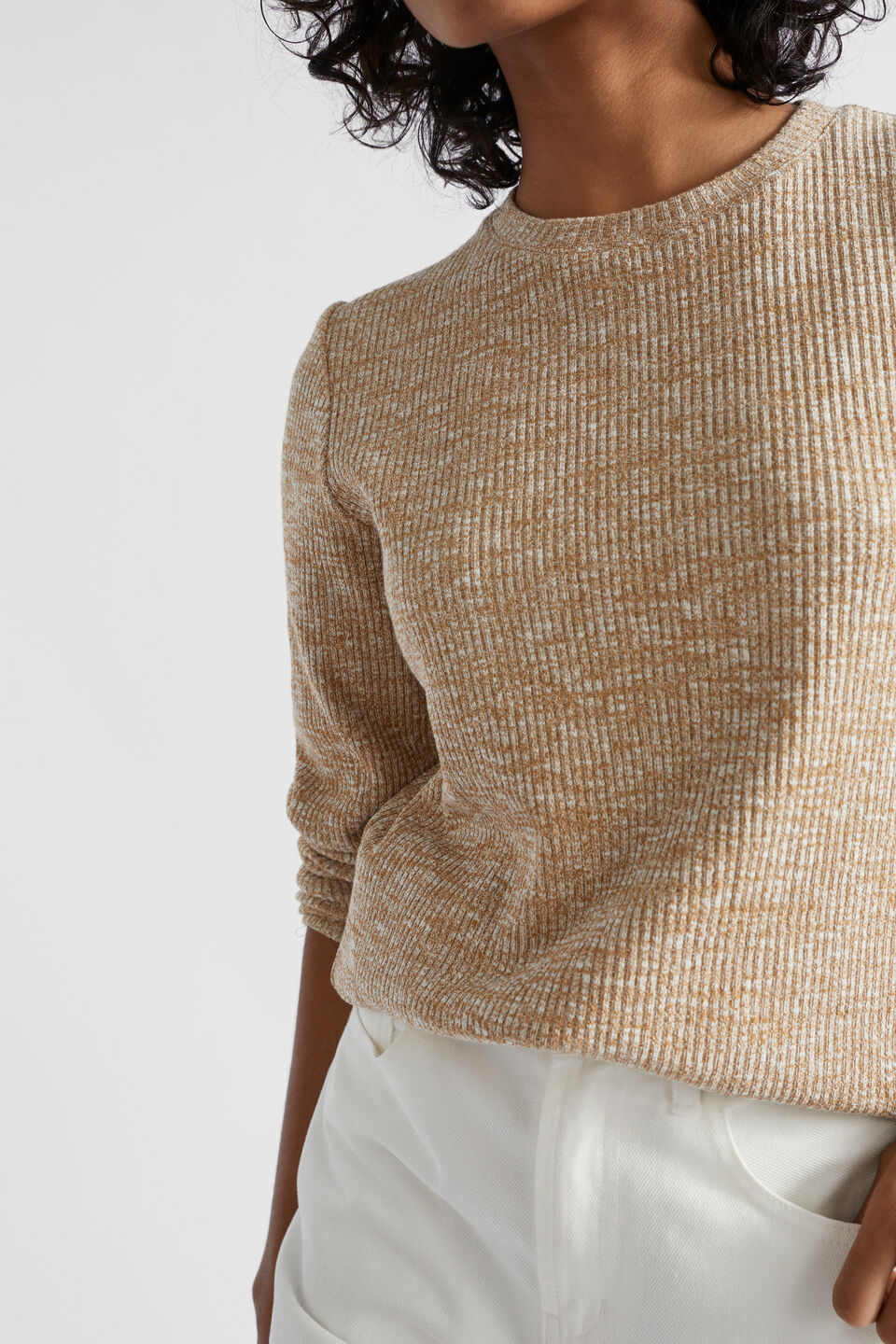 Twist Rib Long Sleeve Top  Honey Gold Twist