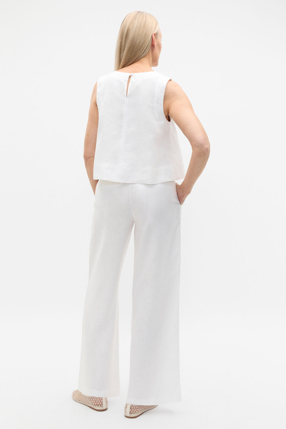 Core Linen Shell Top  Whisper White
