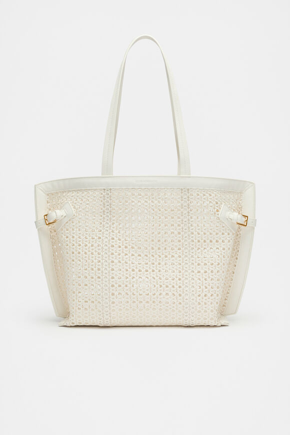 Open Weave Detail Tote  Cream  hi-res