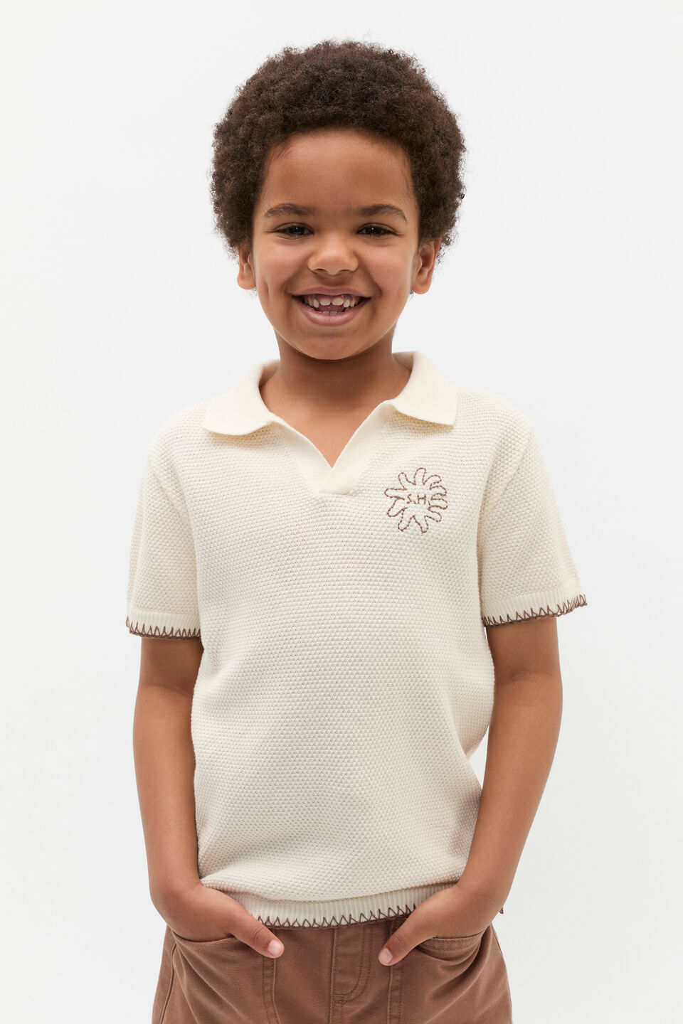 Trophy Knit Polo  Vintage Cream