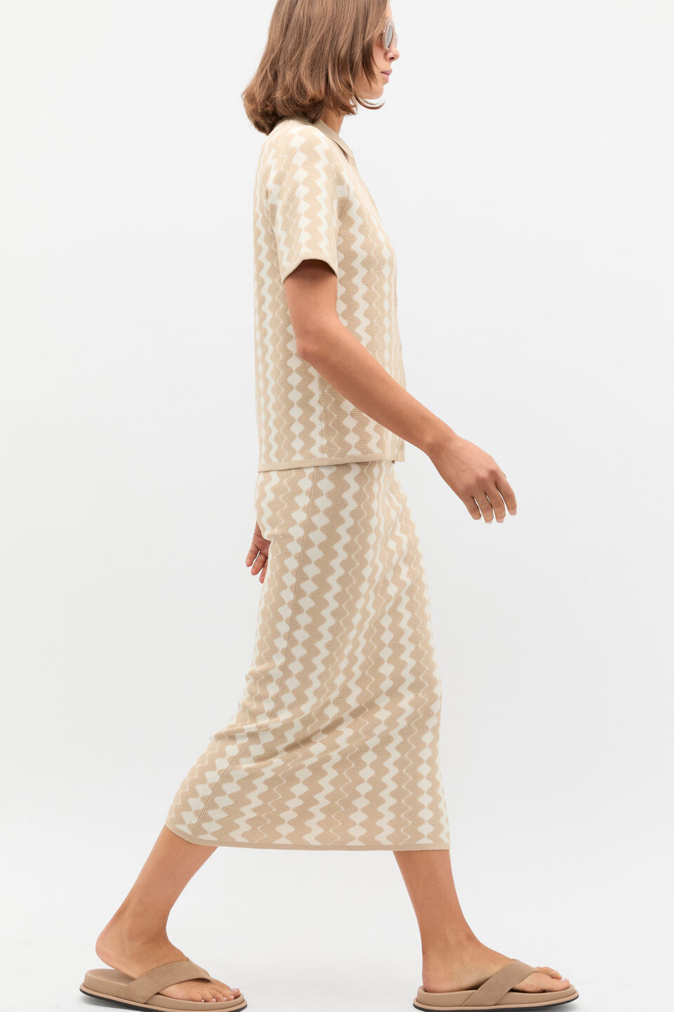 Jacquard Knit Skirt  Ecru