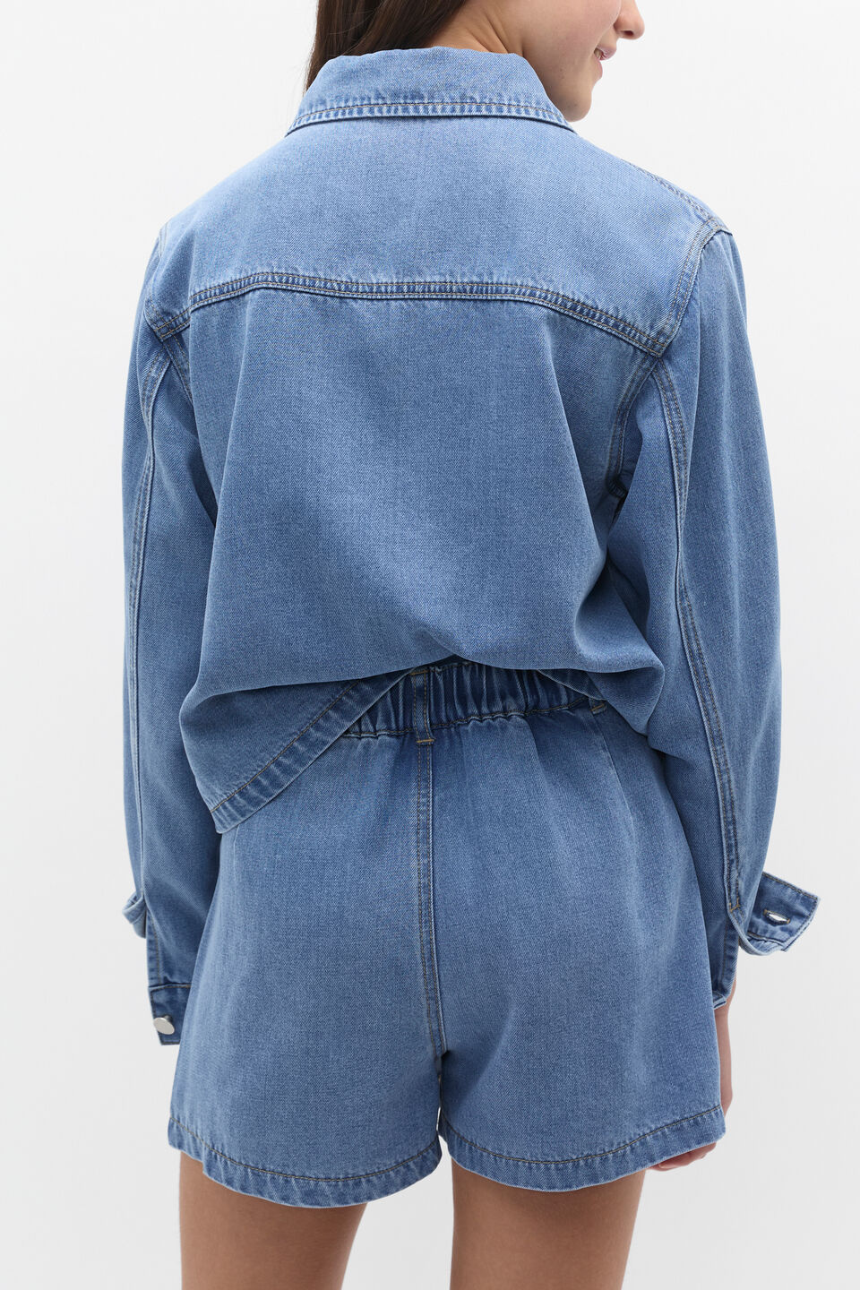 Slouchy Denim Shirt  Mid Wash