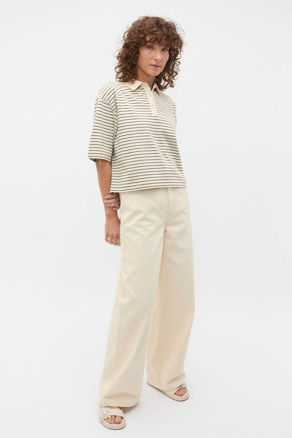 Oversized Polo Tee  Tofu Stripe  hi-res