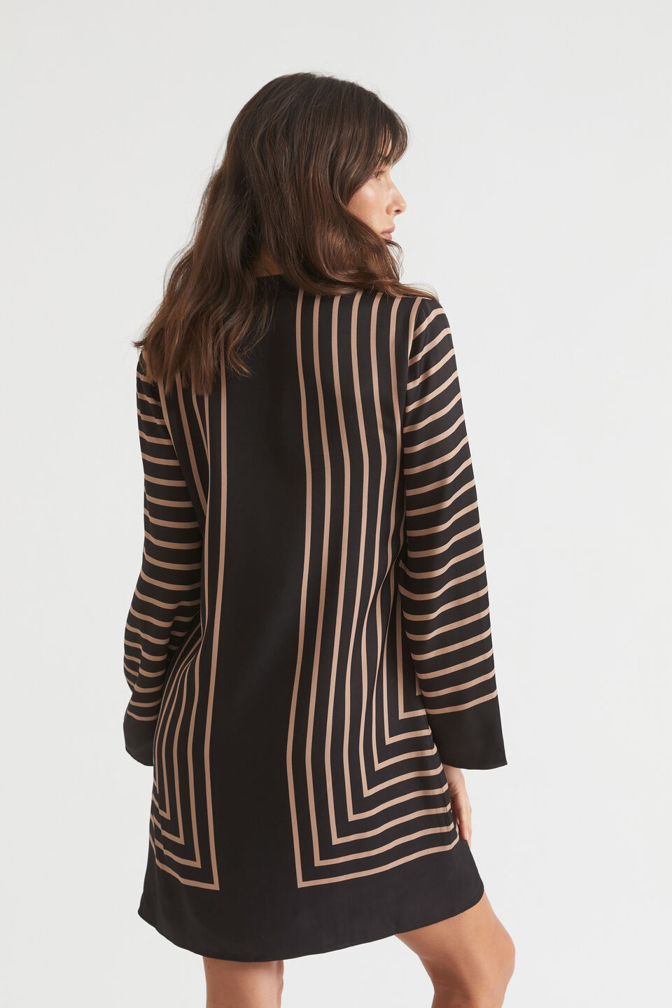 Linear Shift Dress  Rose Taupe Geo