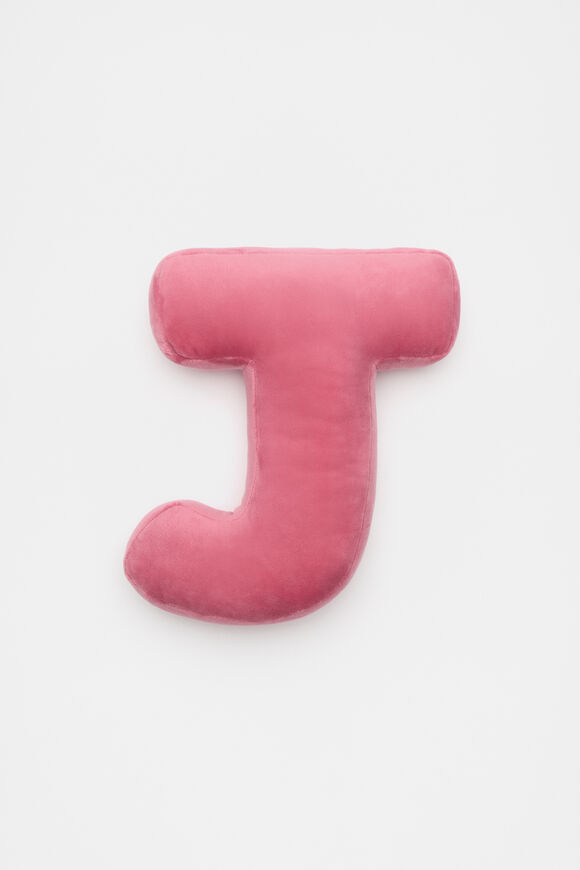 Raspberry Velvet Initial Cushion  J  hi-res