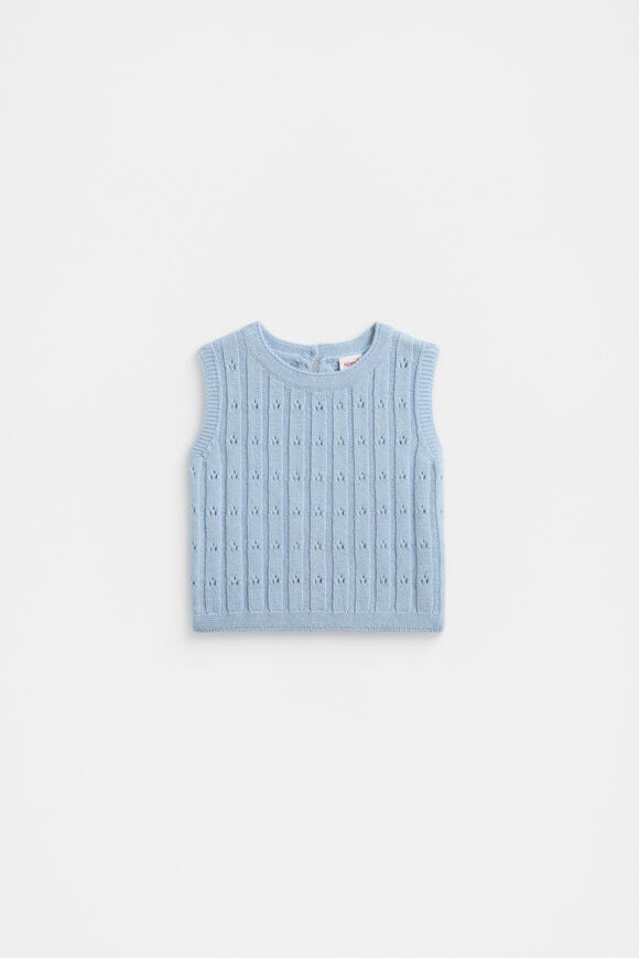 Pointelle Knit Vest  Pale Blue  hi-res