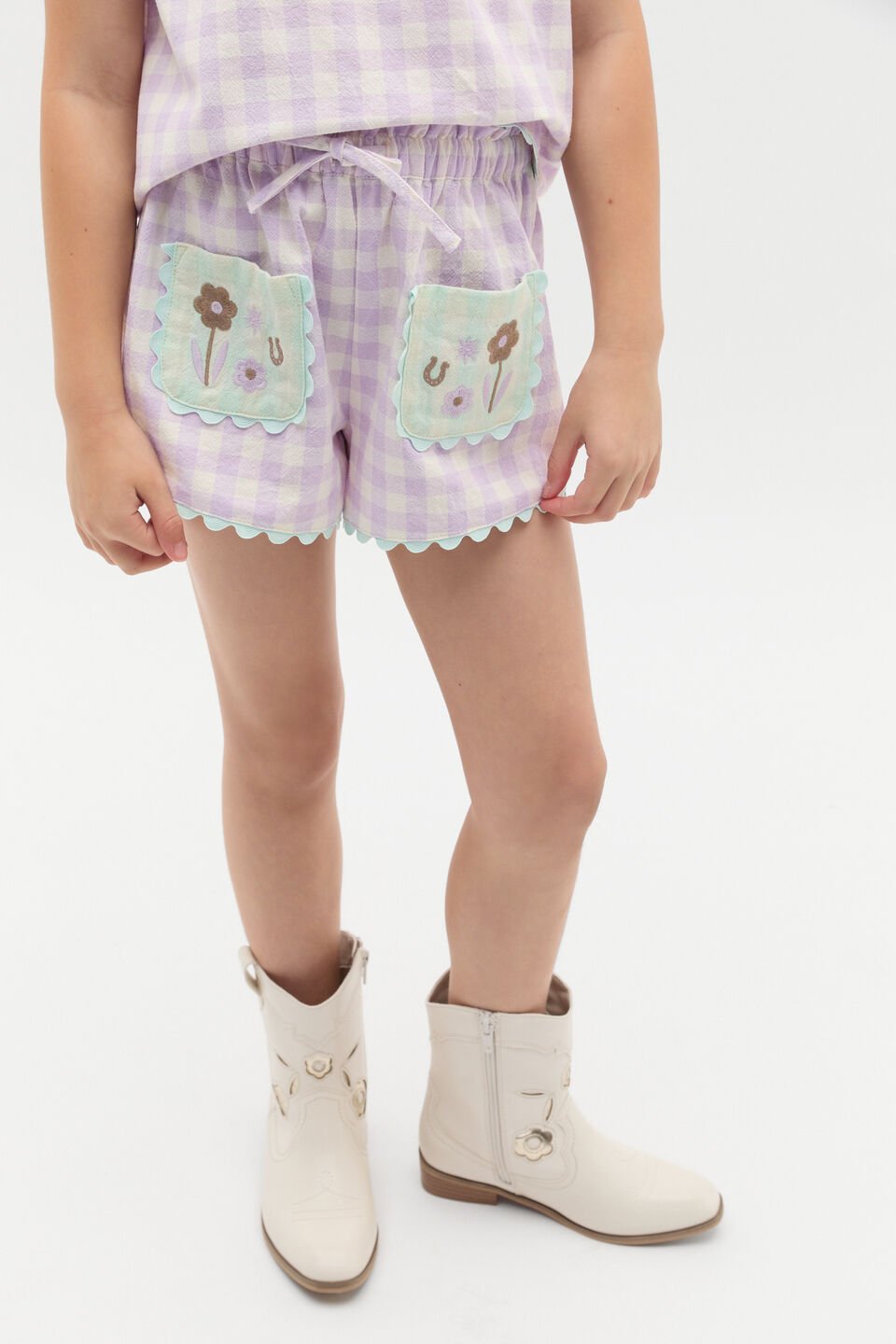 Spliced Gingham Short  Multi