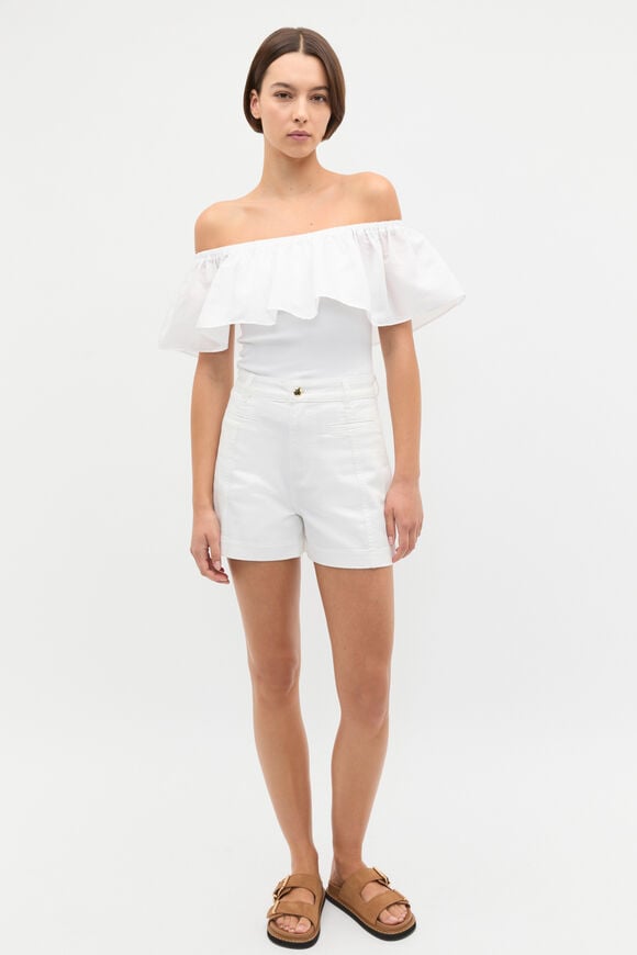 Off Shoulder Ruffle Top  Whisper White  hi-res