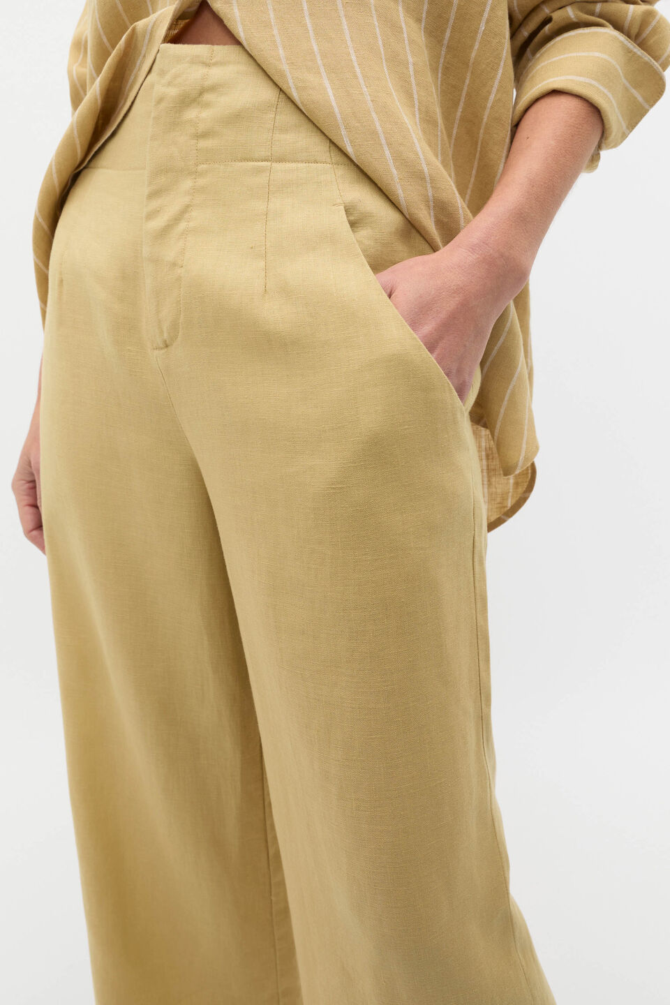 Core Linen Waisted Pant  Honey