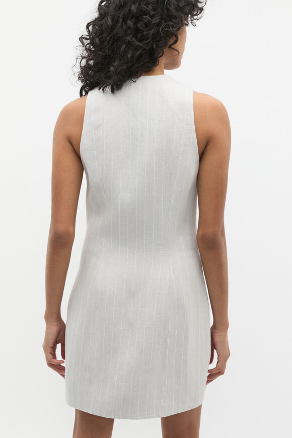 Linen Pinstripe Button Dress  Cloud Grey Pinstripe  hi-res
