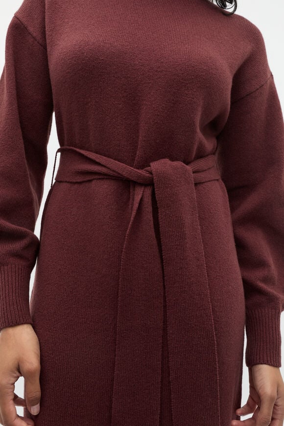 Tie Knit Midi Dress  Merlot  hi-res
