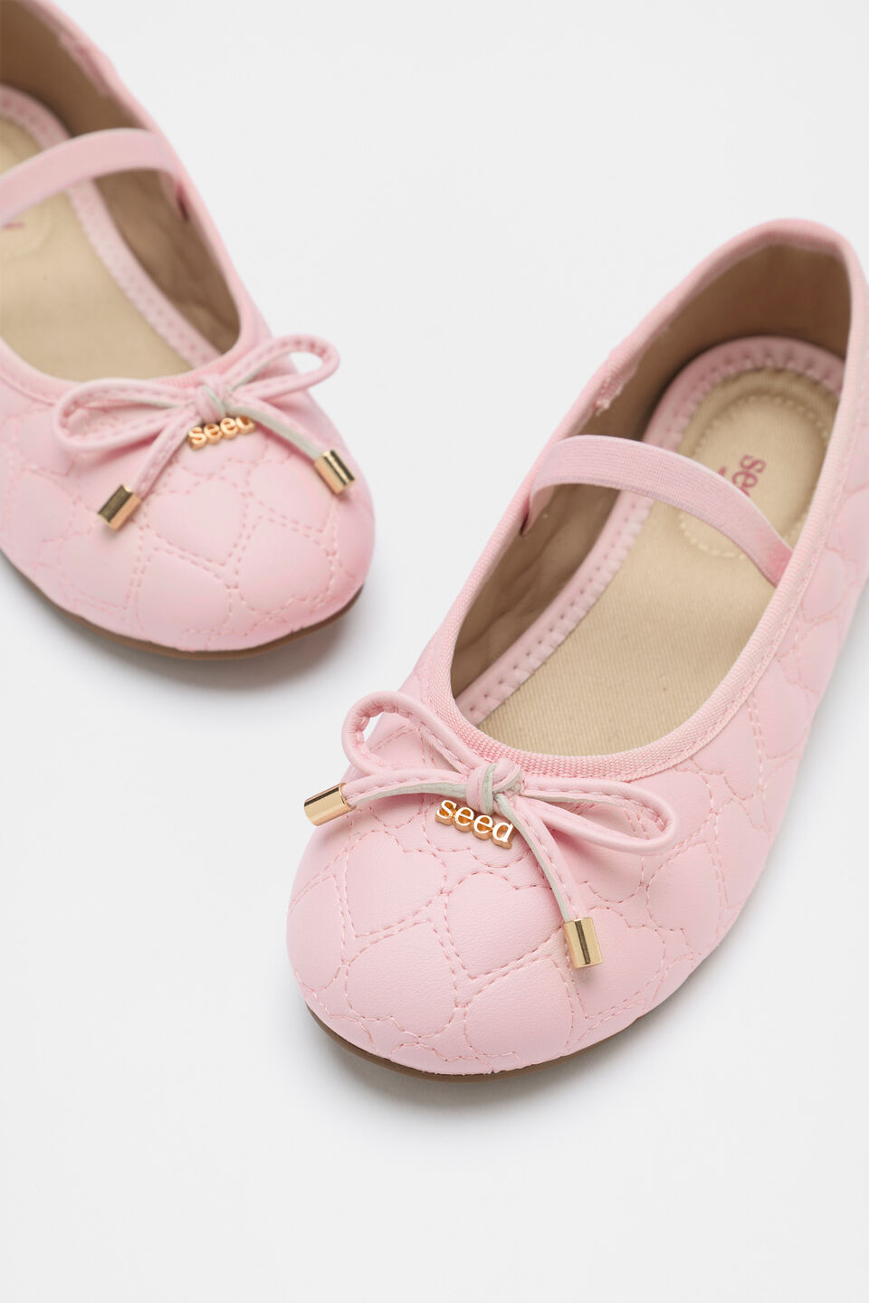 Embroidered Heart Ballet  Rose Petal