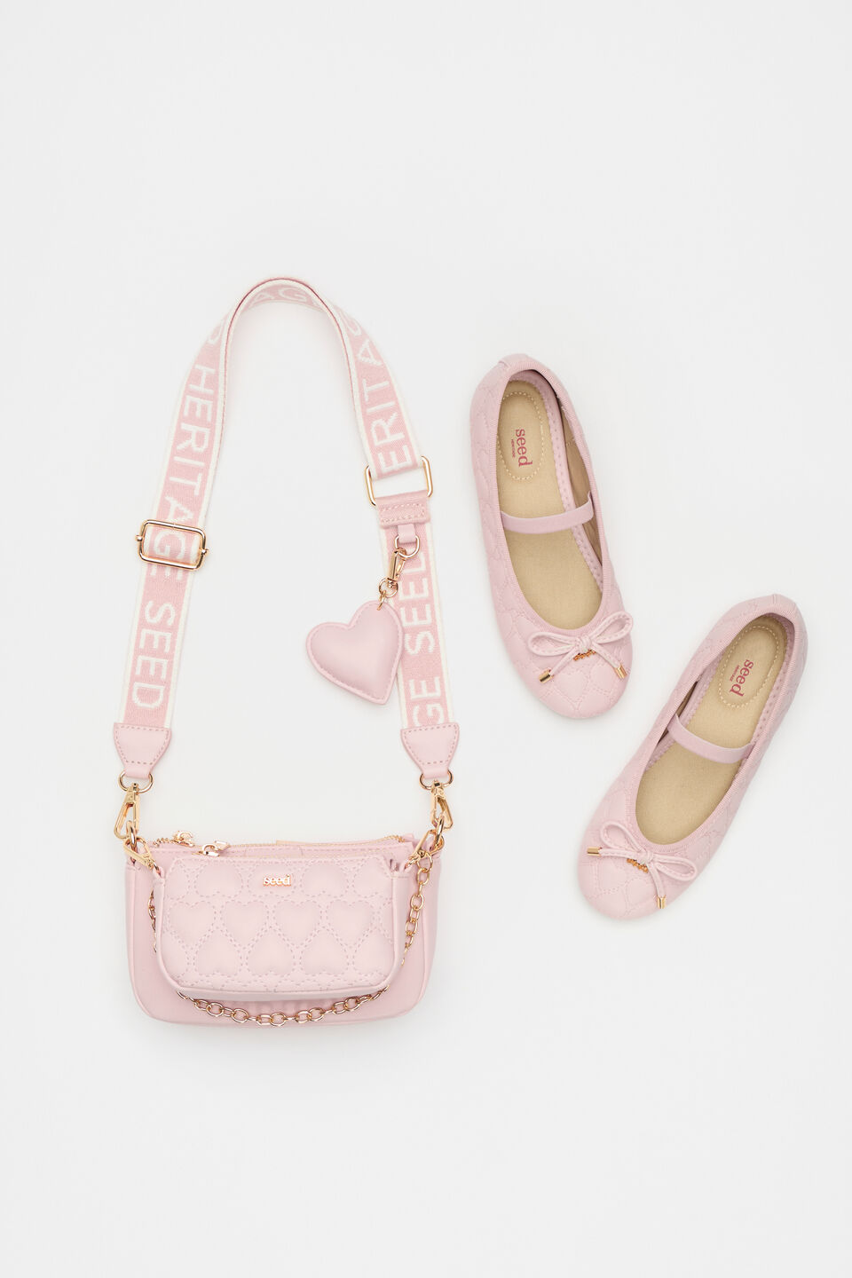 Embroidered Heart Ballet  Rose Petal