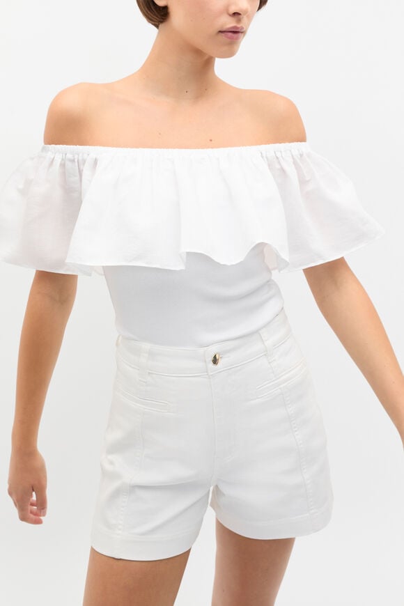 Off Shoulder Ruffle Top  Whisper White  hi-res