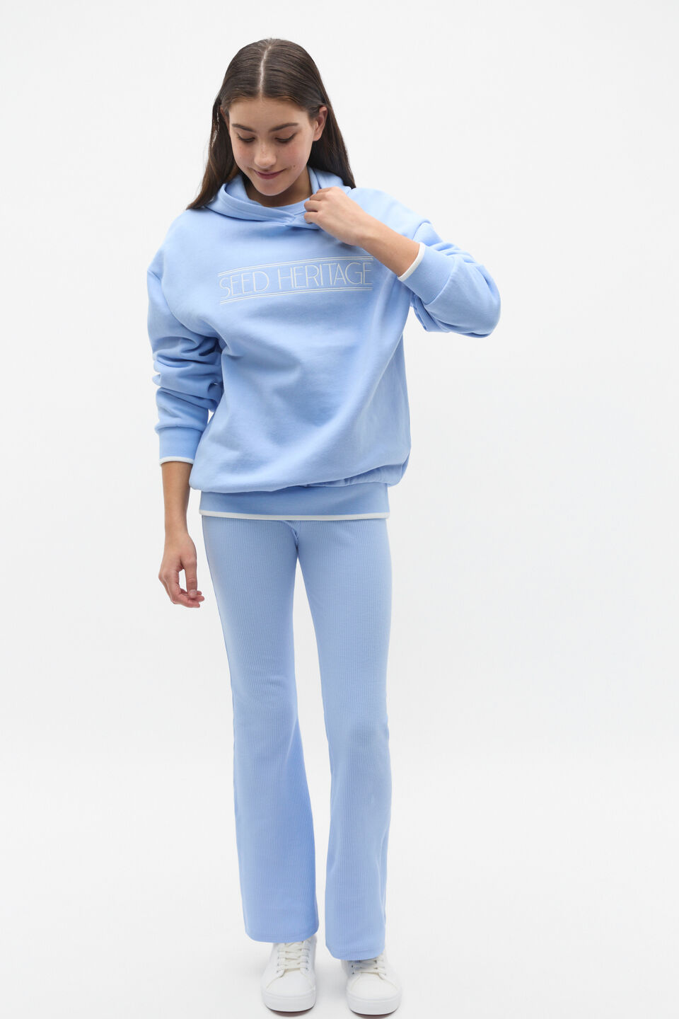 Embroidered Hoodie  Bright Sky