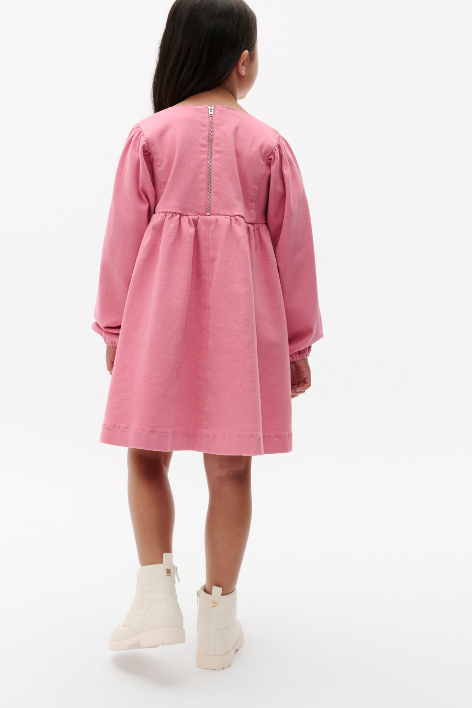 Heart Denim Dress  Raspberry