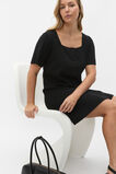 Crepe Knit Short Sleeve Mini Dress  Black  hi-res