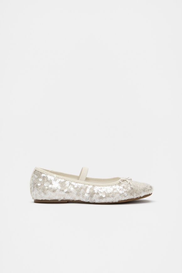Sequin Bow Party Ballet  Cream  hi-res