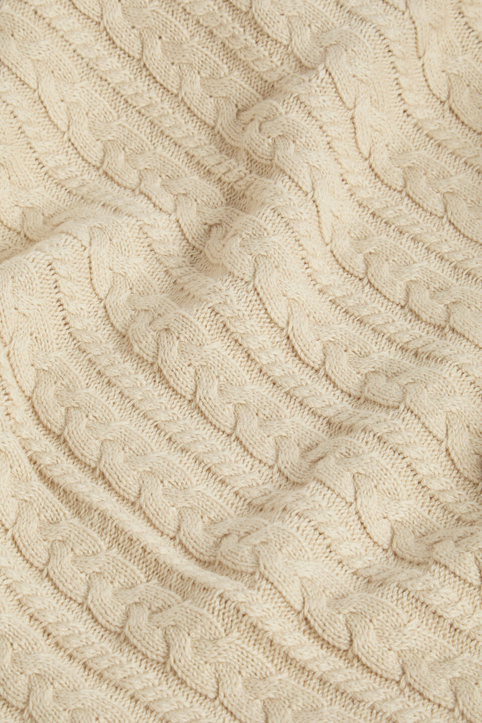 Core Cable Knitted Blanket  Neutral