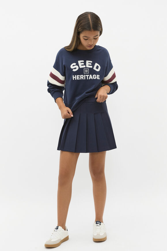 Ponte Pleat Skirt  New Navy  hi-res