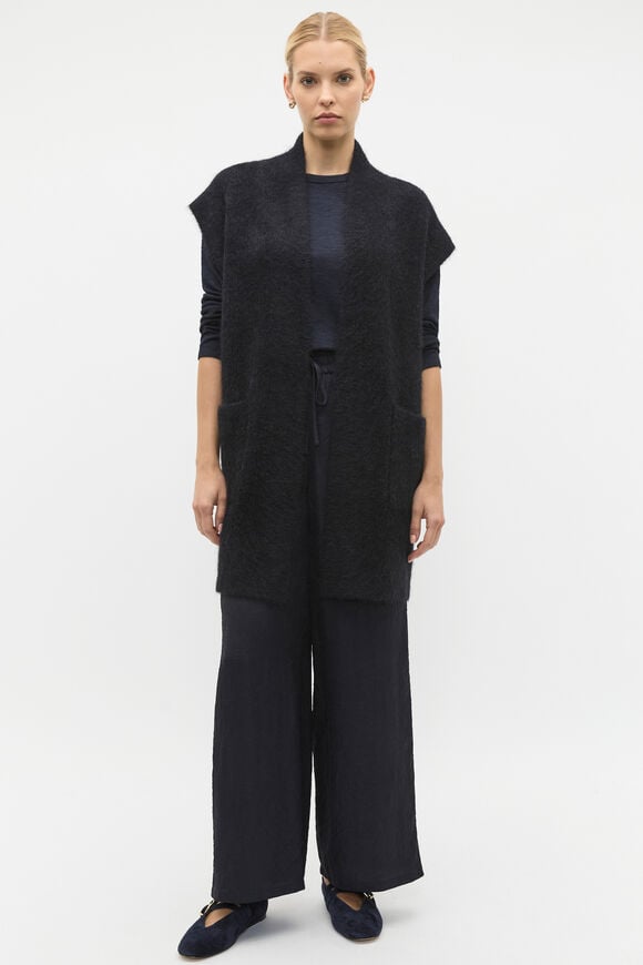 Rib Knit Mid Length Poncho  Twilight Blue  hi-res