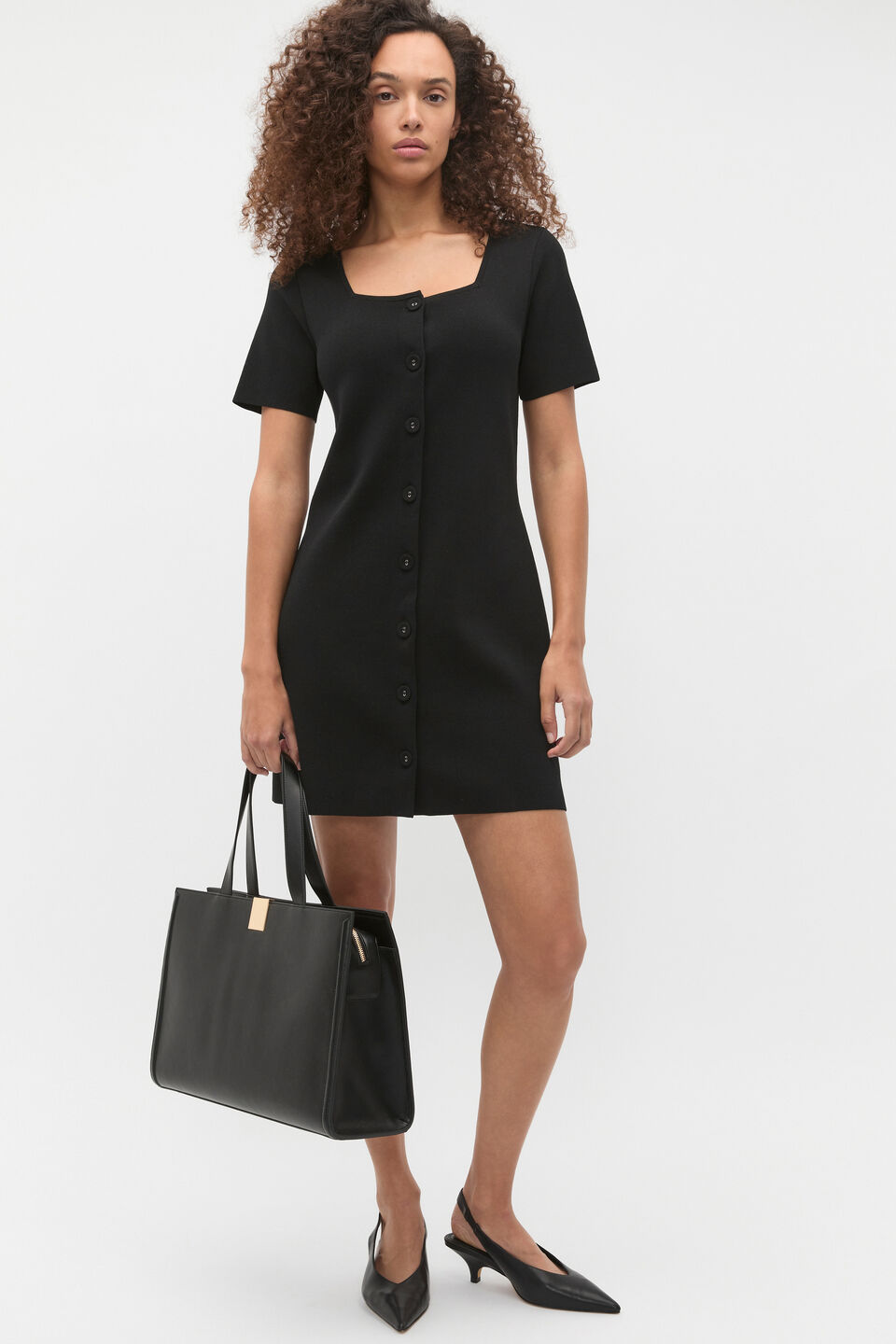 Hardware Detail Work Tote  Black