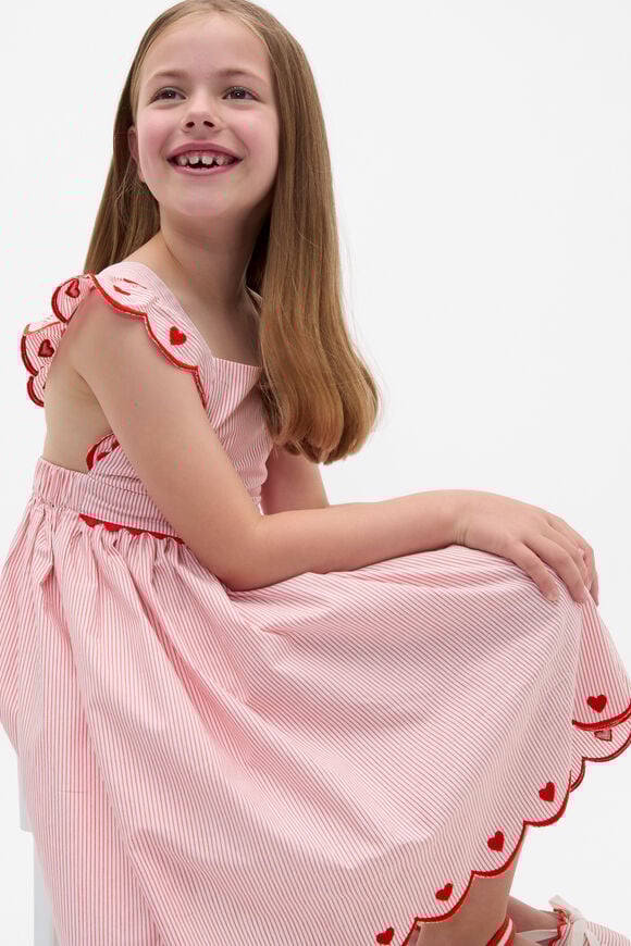 Scallop Stripe Dress  Strawberry Red  hi-res