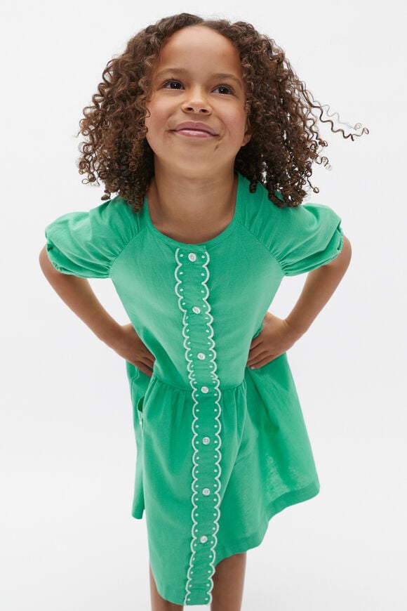 Scallop Trim Dress  Deep Emerald  hi-res