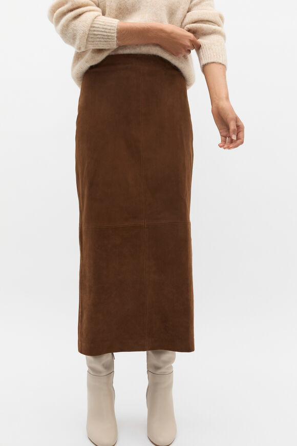 Suede Midi Skirt  Maple  hi-res
