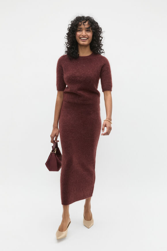 Fluffy Knit Slouch Tee  Merlot  hi-res