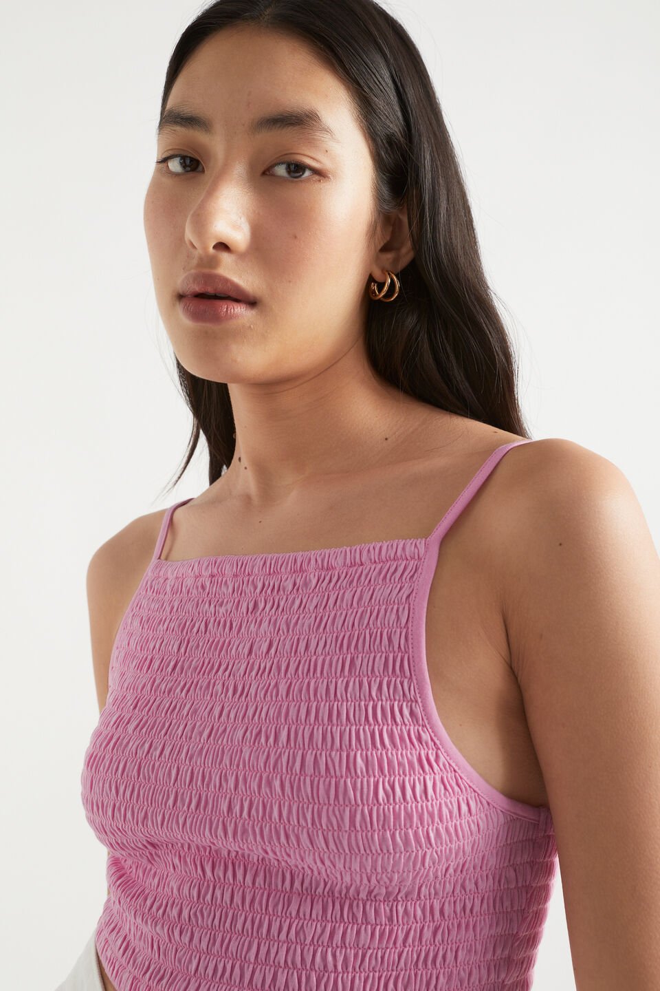 Shirred Jersey Crop  Soft Orchid