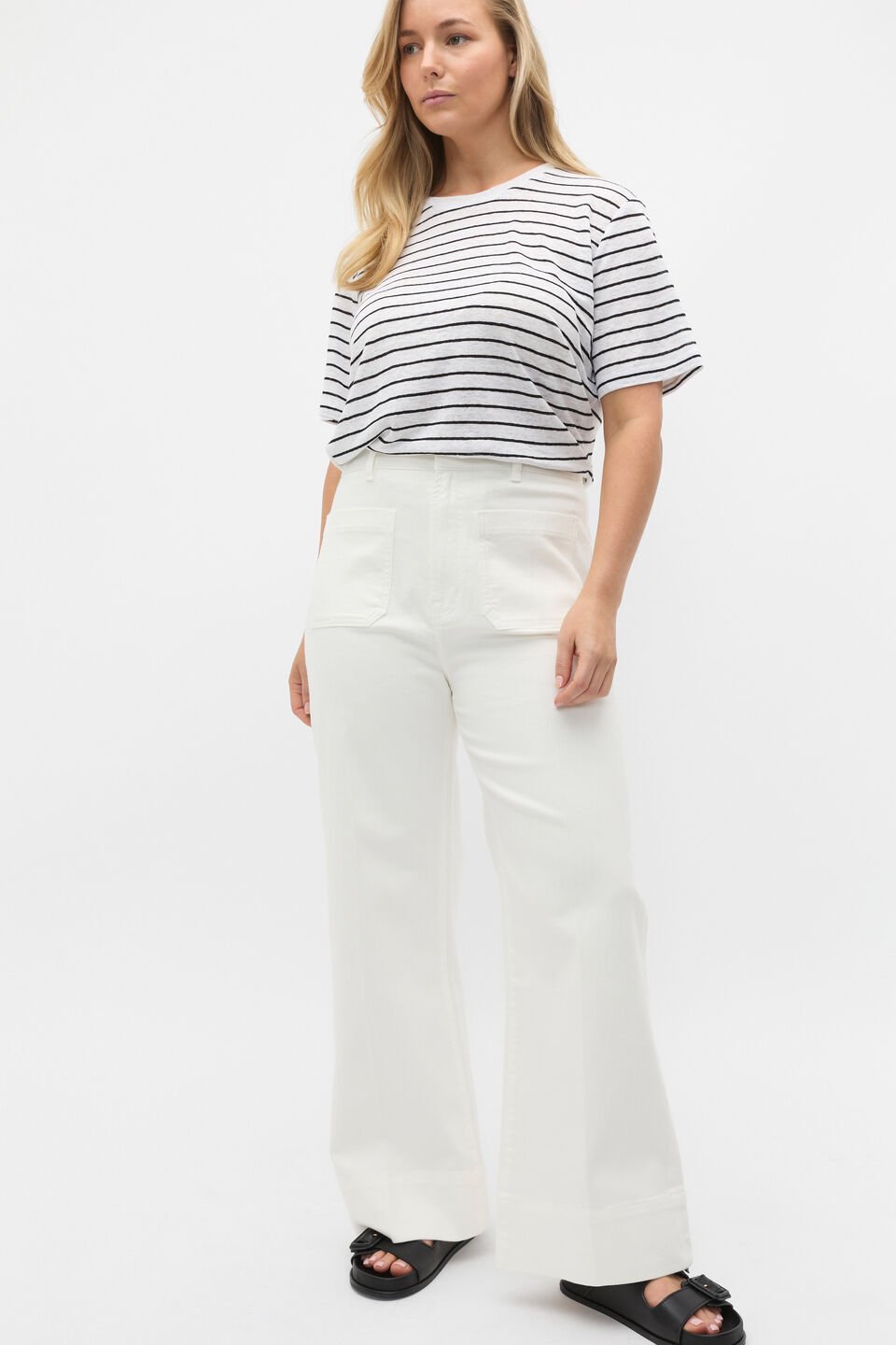 Core Wide Leg Pocket Jean  Cloud Cream