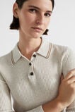 Contrast Tipping Polo Knit  Oat Marle  hi-res