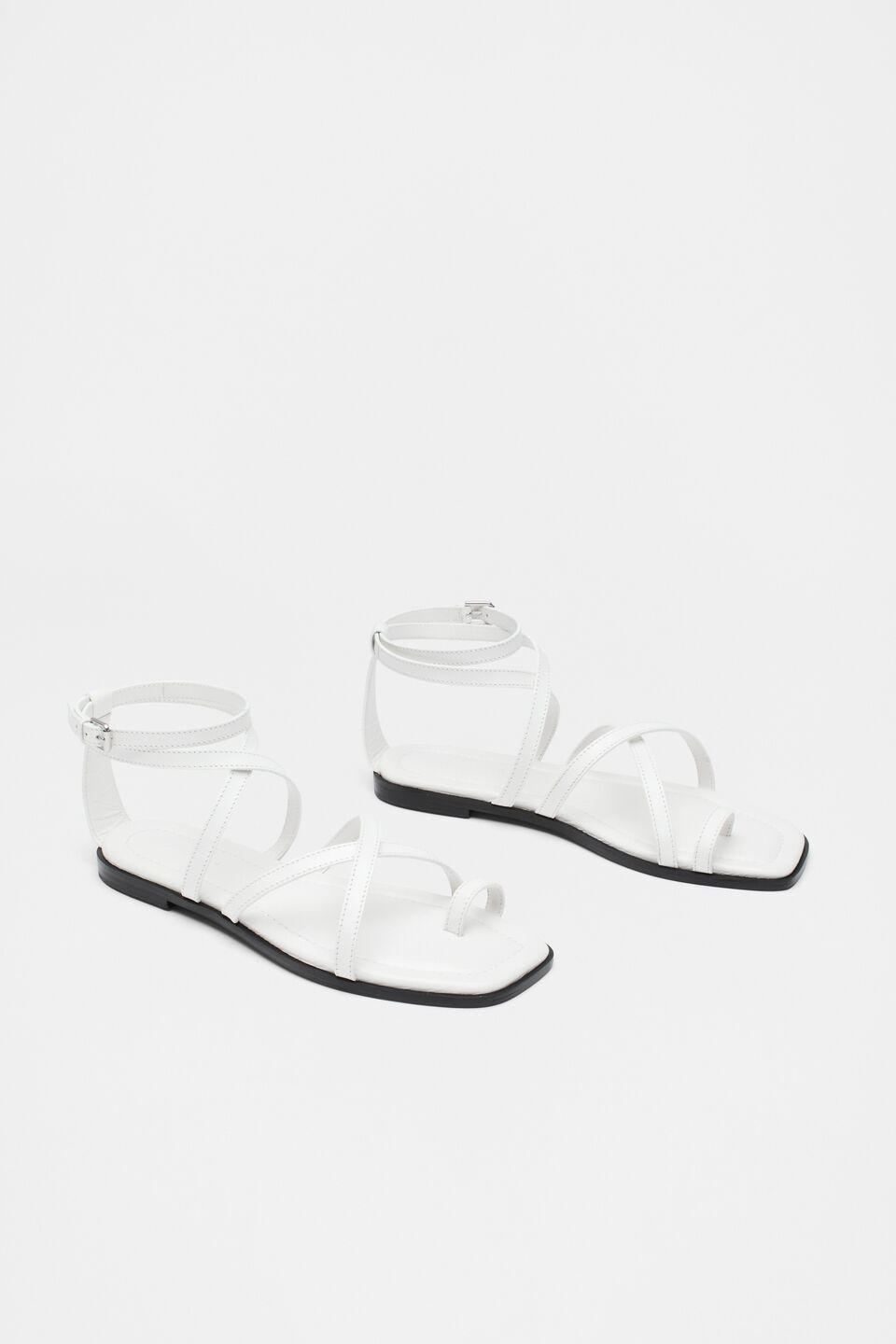 Addison Flat Sandal  White